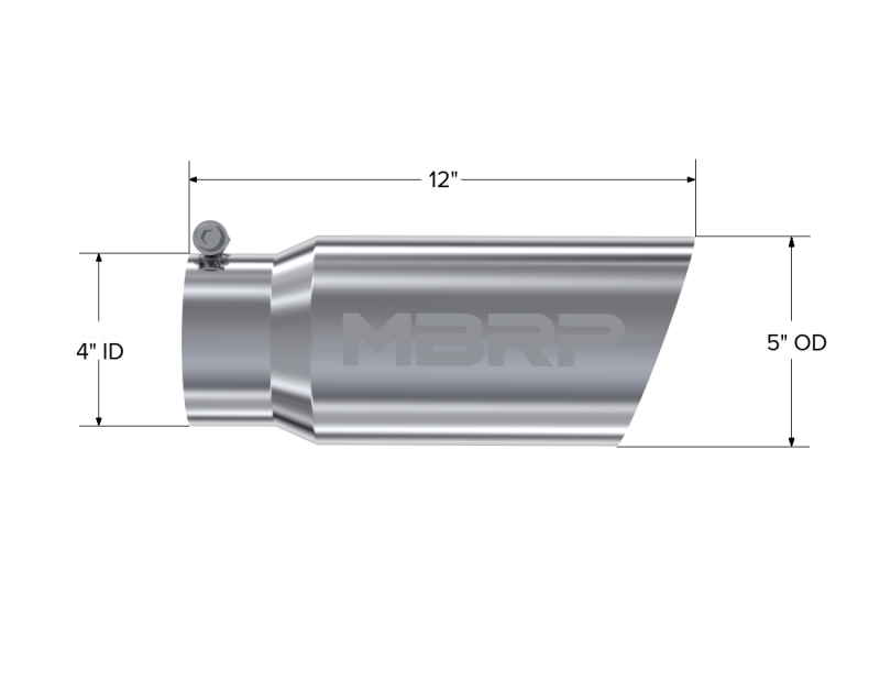 MBRP Universal Tip 5 O.D. Angled Single Walled 4 inlet 12 length - T5052