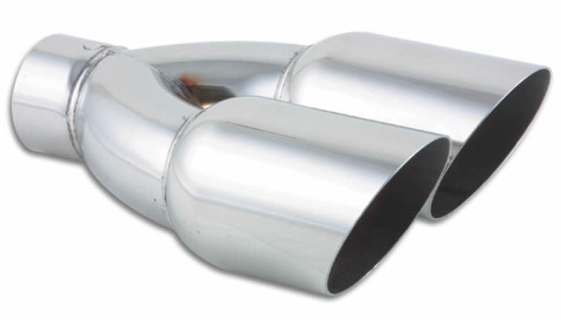 Vibrant Dual 3.5in Round SS Exhaust Tip (Single Wall Angle Cut) - 1333