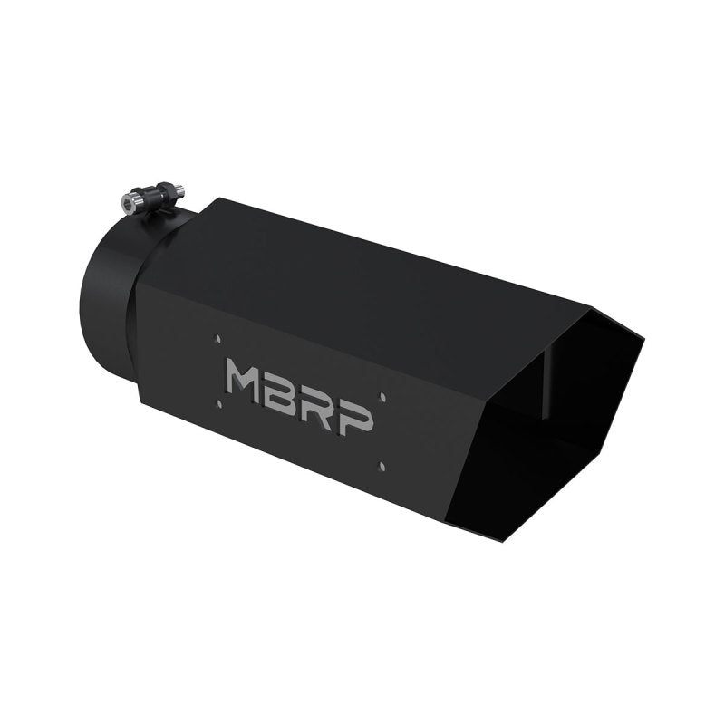 MBRP Universal Hex Tip 5in Inlet 16in Length w/ Logo - Black Coated - T5166BLK