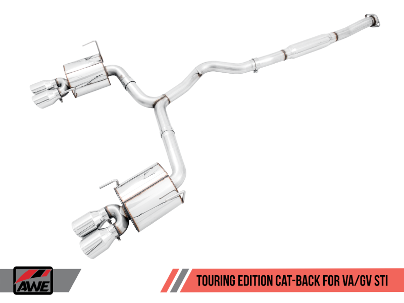 AWE Tuning Subaru STI VA / WRX GV / STI GV Sedan Touring Edition Exhaust - Chrome Silver Tip (102mm)