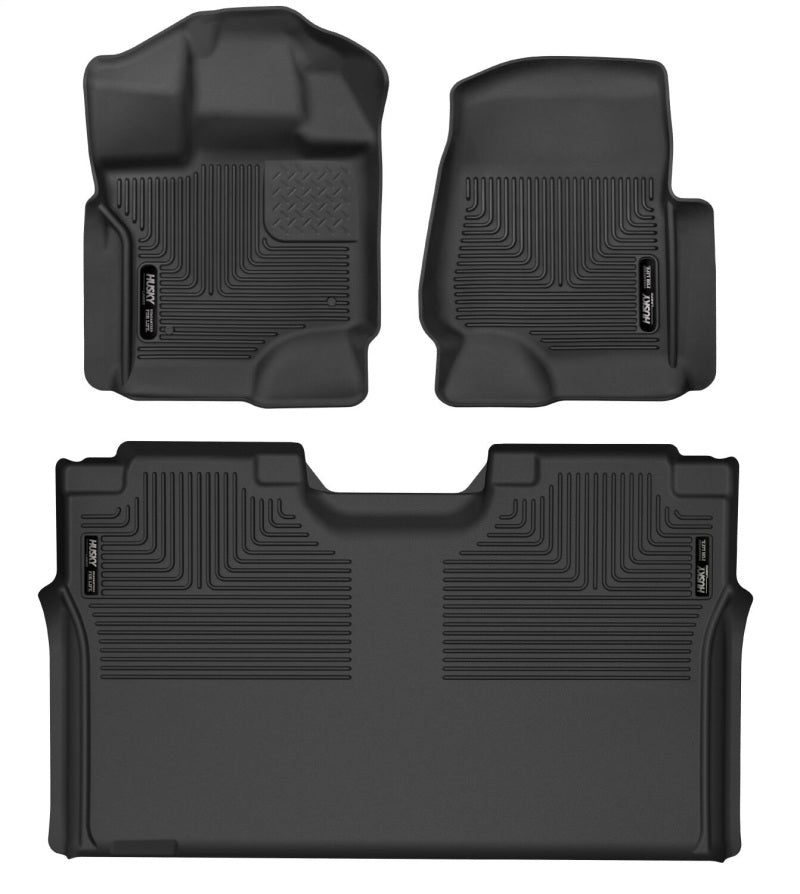 Husky Liners 15-23 Ford F-150 SuperCrew Cab X-Act Contour Front &amp; 2nd Row Seat Floor Liners - Black