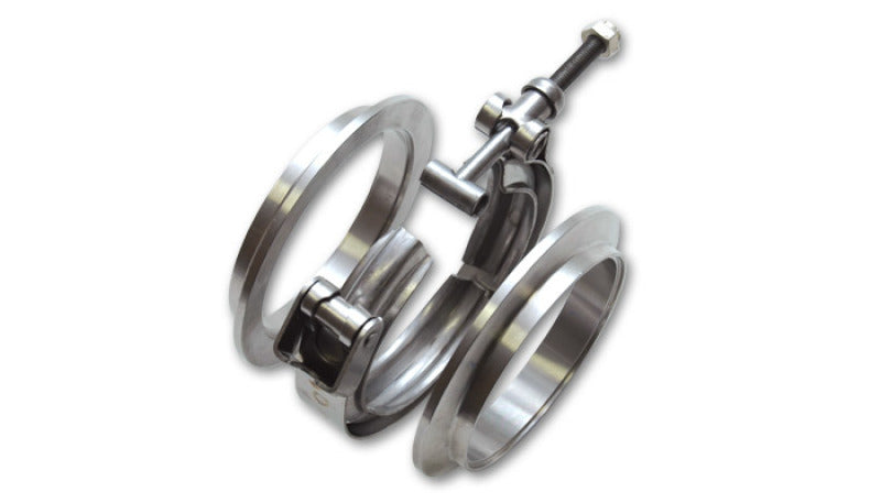 Vibrant T304 SS V-Band Flange Assembly for 5in O.D. Tubing incl 2 V-Band flanges &amp; 1 V-Band Clamp - 1494