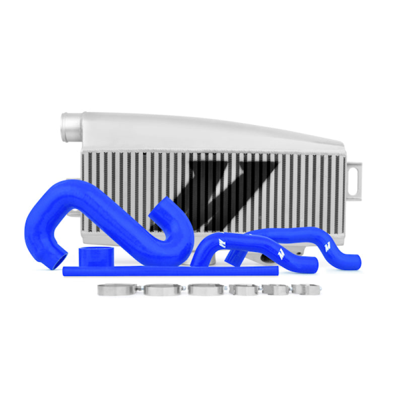 Mishimoto Subaru 02-07 WRX/04-07 STi Top-Mount Intercooler Kit - Powder Coated Silver &amp; Blue Hoses - MMTMIC-WRX-01SLBL