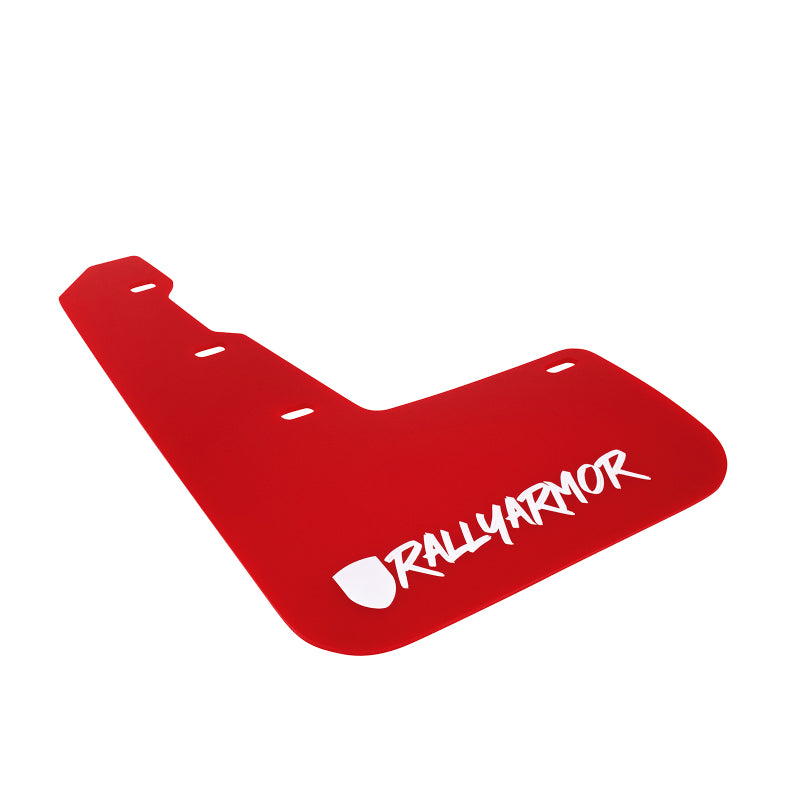 Rally Armor 15-21 Subaru WRX &amp;amp; STI Red Mud Flap White Altered Font Logo