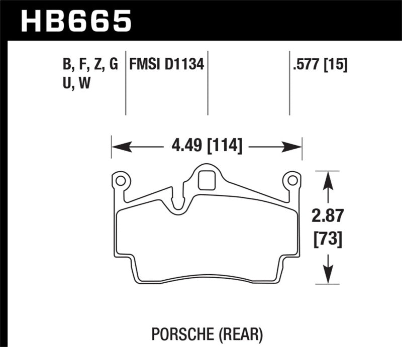 Hawk 2012-2015 Porsche Boxster DTC-60 Race Rear Brake Pads HB665G.577