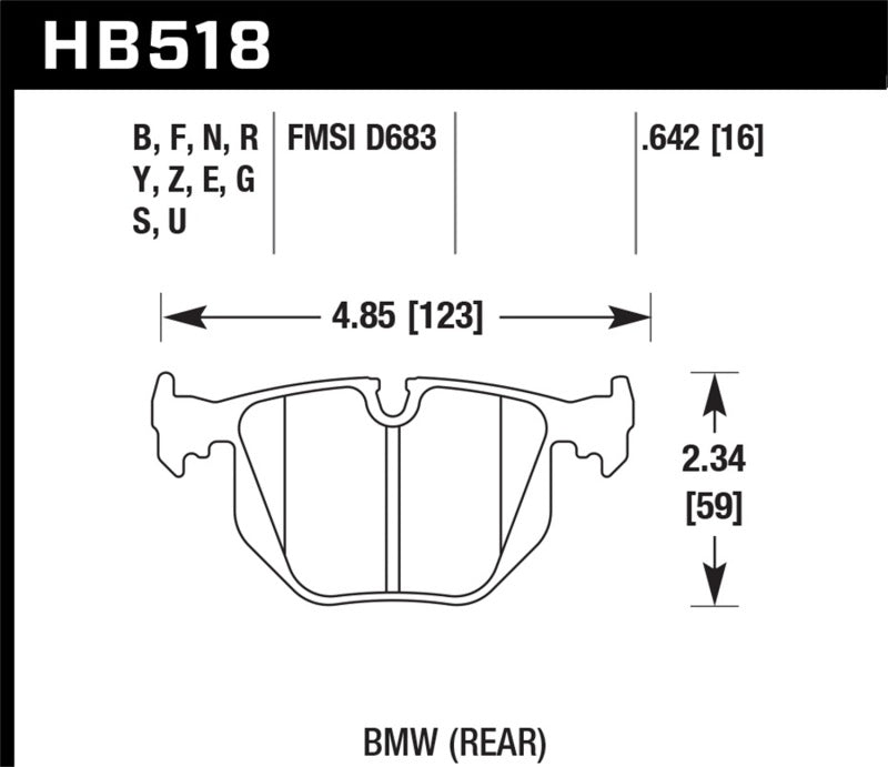 Hawk 03-06 BMW M3 / 00-03 M5 Ceramic Rear Brake Pads HB518Z.642