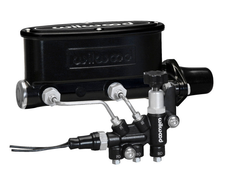 Wilwood HV Tandem M/C Kit w L/H Bracket &amp; Prop Valve - 1in Bore Black