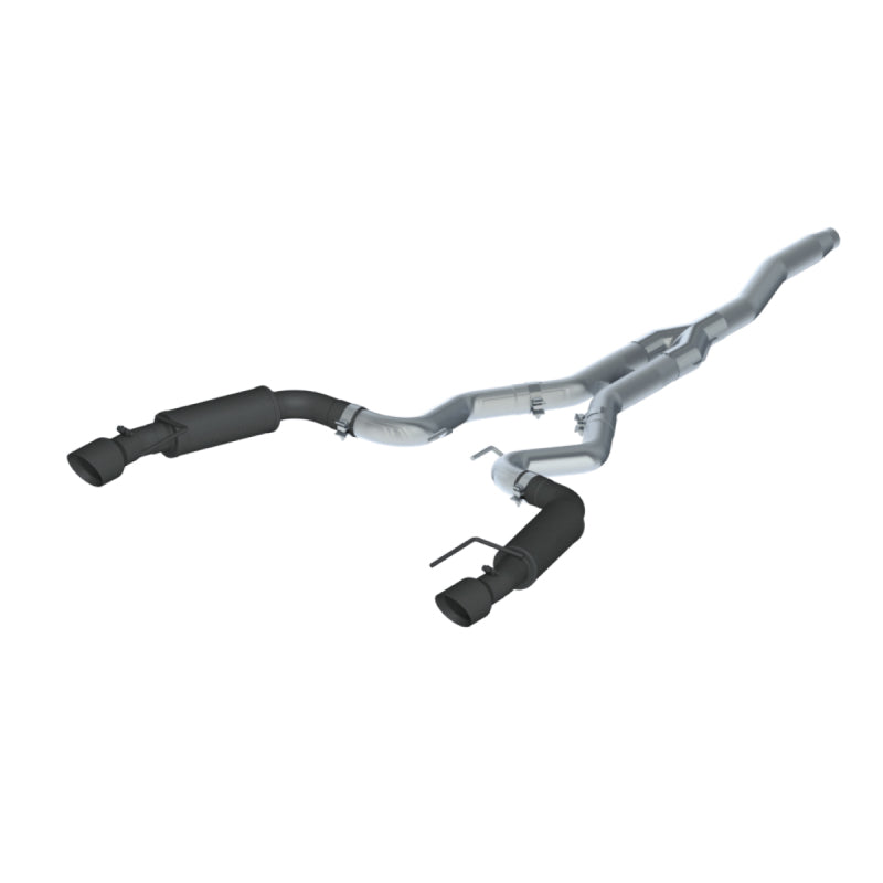 MBRP 15-19 Ford Mustang EcoBoost 2.3L Black 3in Cat Back Dual Split Rear Exit (Race Version) - S7275BLK