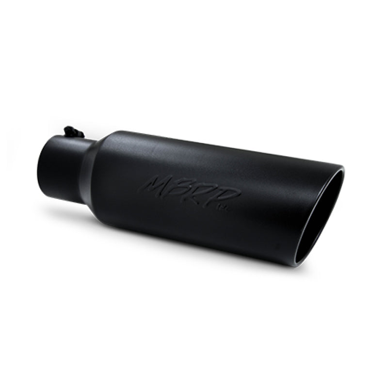 MBRP Universal Tip 6in OD Rolled End 4in Inlet 18in L Black Coated Exhaust Tip - T5130BLK