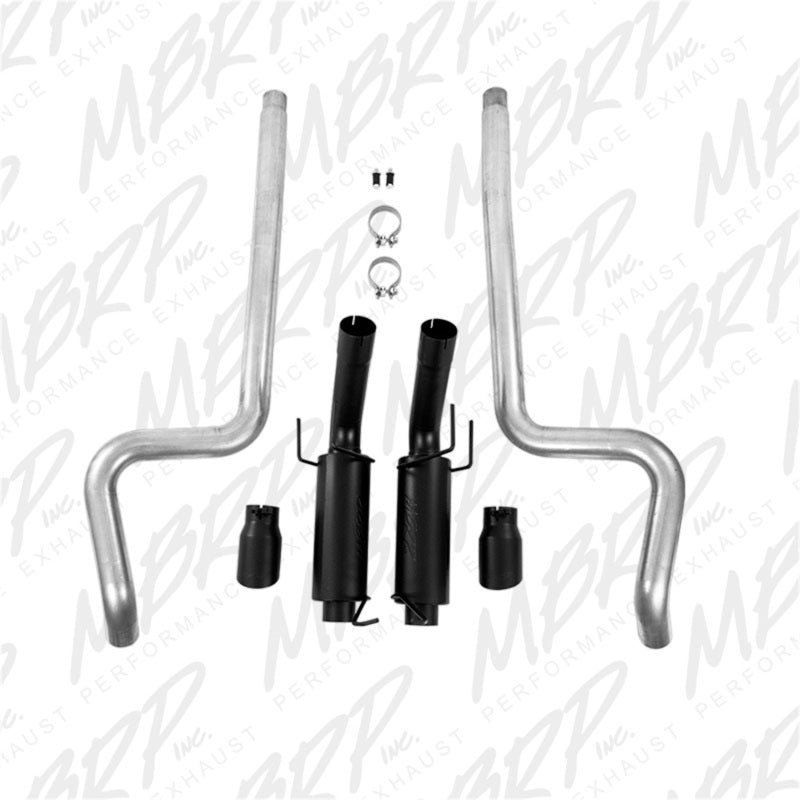 MBRP 11-14 Ford Mustang GT 5.0L 3in Cat Back Dual Split Rear Race Version 4in Tips - Black - S7264BLK