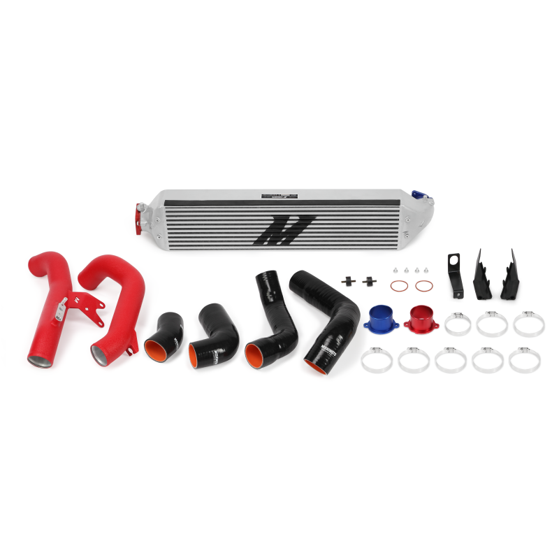 Mishimoto 2016+ Honda Civic 1.5T / 2017+ Honda Civic Si Silver Intercooler Kit w/Red Pipes - MMINT-CIV-16KSLWRD