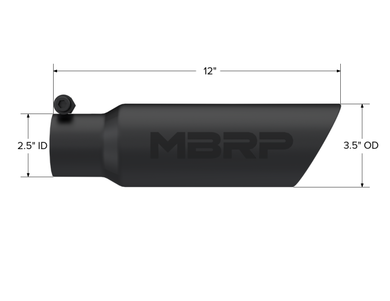 MBRP Universal Tip 3.5 O.D. Dual Wall Angled 2.5 inlet 12 length - Black Finish - T5106BLK