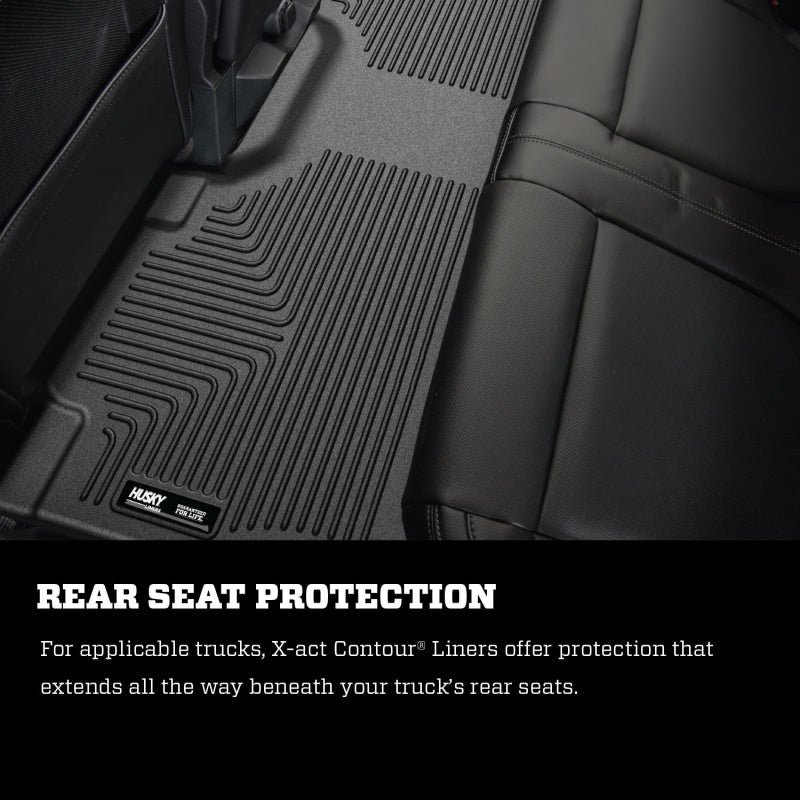 Husky Liners 21-23 Ford F-150 CC SC X-Act Contour Front &amp; Second Row Seat Floor Liners - Black