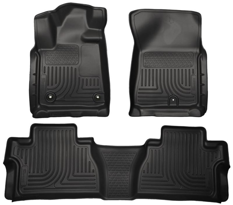 Husky Liners 2014 Toyota Tundra Double Cab Pickup WeatherBeater Black Front &amp; 2nd Seat Floor Liners