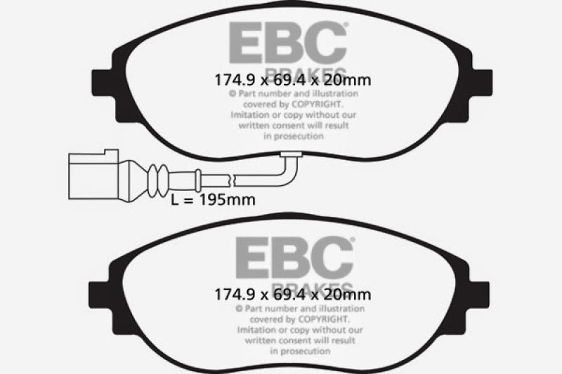 EBC 12+ Volkswagen CC 3.6 Greenstuff Front Brake Pads - DP22127