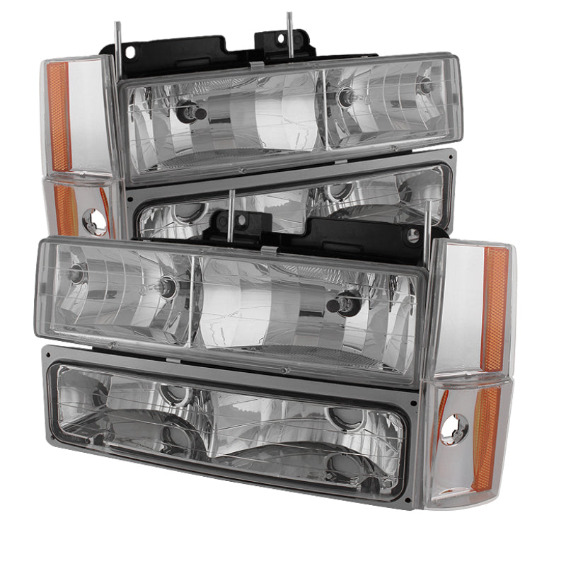 Xtune GMC Yukon 92-93 Crystal Headlights w/ Corner &amp; Bumper Chrome HD-JH-GMCCK88-AM-C-SET