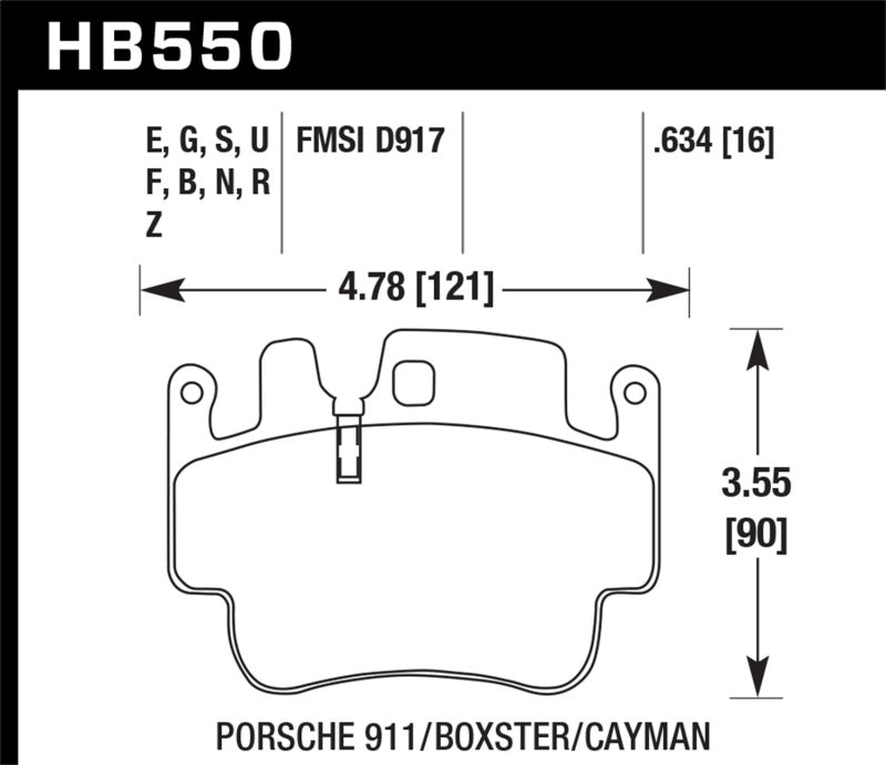 Hawk Porsche Front HP+ Brake Pads HB550N.634