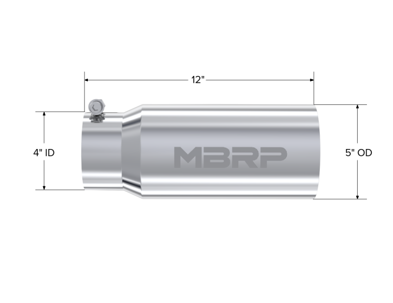 MBRP Universal Tip 5 O.D. Dual Wall Straight 4 inlet 12 length - T5049