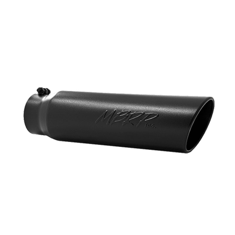 MBRP Universal 5in OD Angled Rolled End 4in Inlet 18in Lgth Black Finish Exhaust Tip - T5124BLK