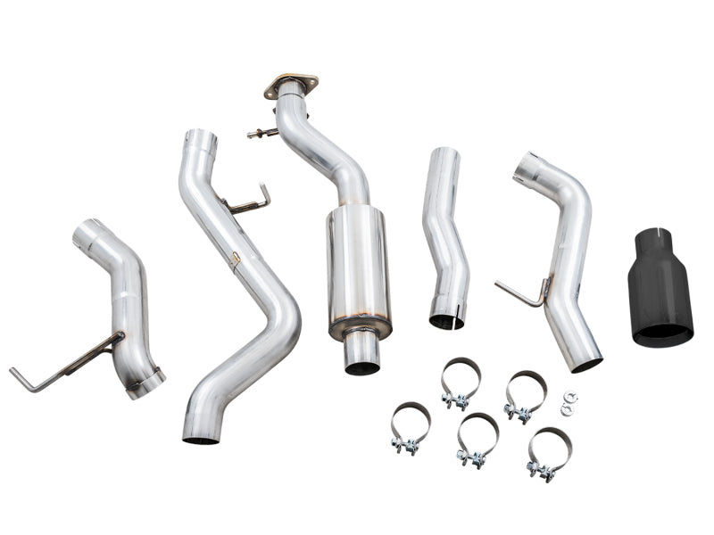 AWE Tuning 2021+ Ford Bronco 0FG Single Rear Exit Exhaust w/Diamond Black Tip &amp; Bash Guard