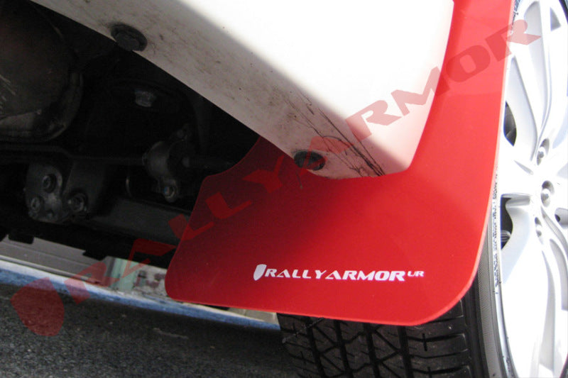 Rally Armor 08-10 Subaru WRX (Hatch &amp; Sedan) / 08-11 Subaru 2.5i Red UR Mud Flap w/ White Logo