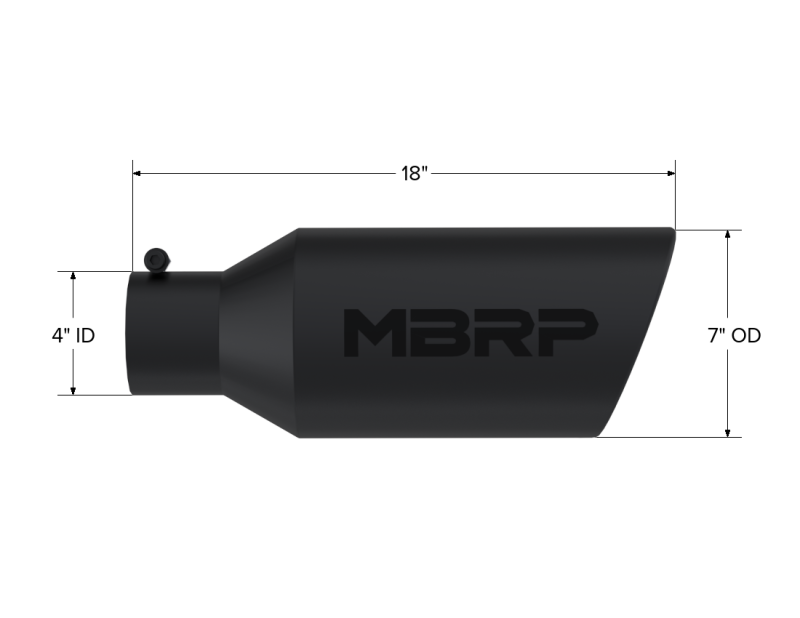 MBRP Universal Exhaust Tip 7in O.D. Rolled End 4in Inlet 18in Length - Black - T5126BLK