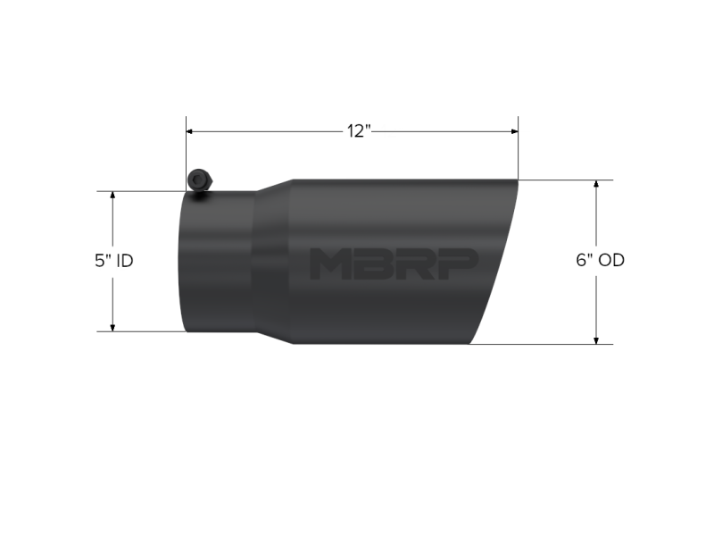 MBRP Universal Tip 6 O.D. Dual Wall Angled 5 inlet 12 length - Black Finish - T5074BLK