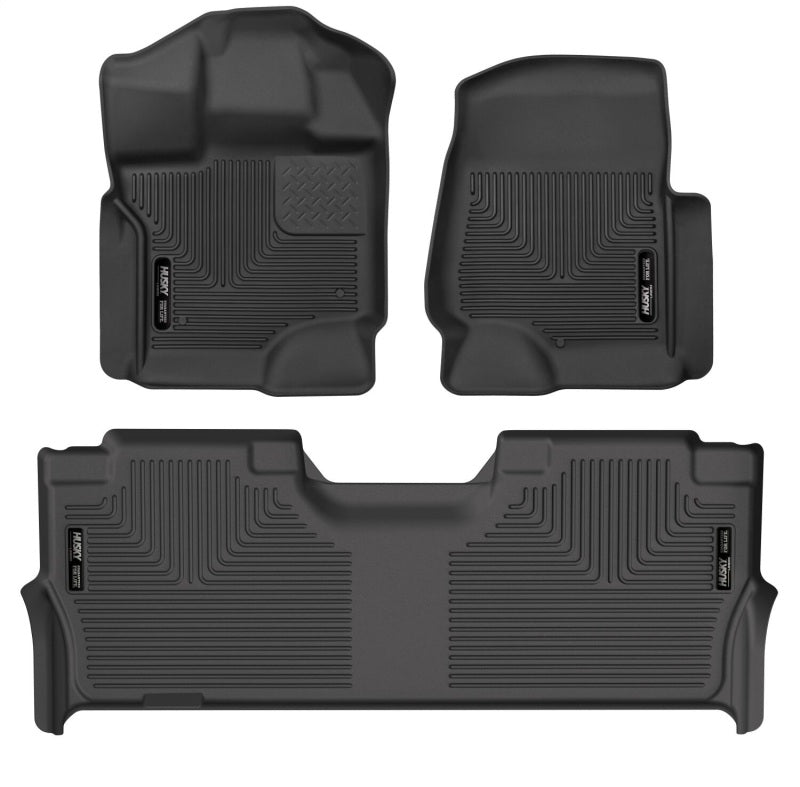 Husky Liners 21-23 Ford F-150 CC SC X-Act Contour Front &amp; Second Row Seat Floor Liners - Black