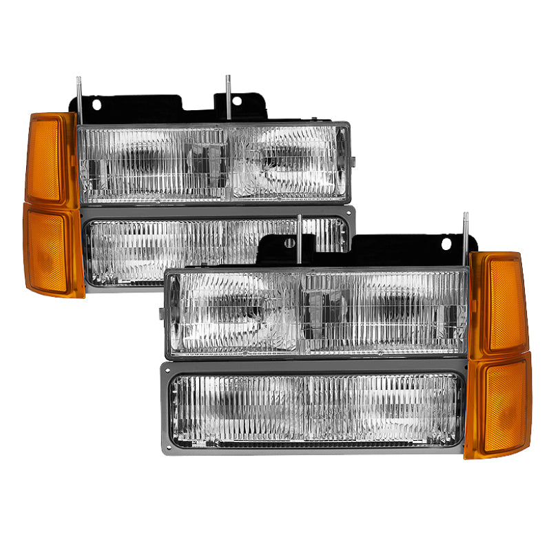 Xtune Chevy Suburban 94-98 Headlights w/ Corner &amp; Parking Lights 8pcs - OEM HD-JH-CCK94-OE-C-SET