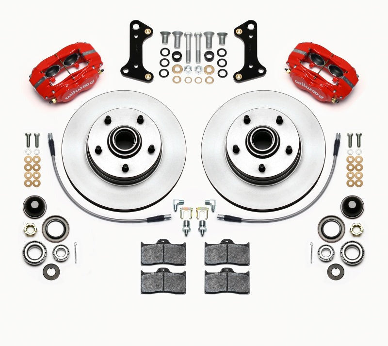 Wilwood Forged Dynalite-M Front Kit 11.00in 1 PC Rotor&amp;Hub Red 67-69 Camaro 64-72 Nova Chevelle