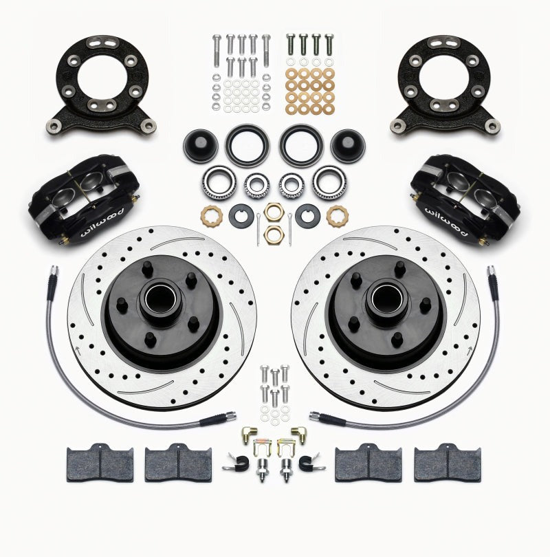 Wilwood Forged Dynalite-M Front Kit 11.30in 1 PC Rotor&amp;Hub-Drill 65-69 Mustang Disc &amp; Drum Spindle