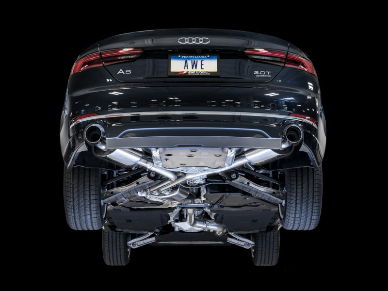 AWE Tuning Audi B9 A5 Touring Edition Exhaust Dual Outlet - Chrome Silver Tips (Includes DP)