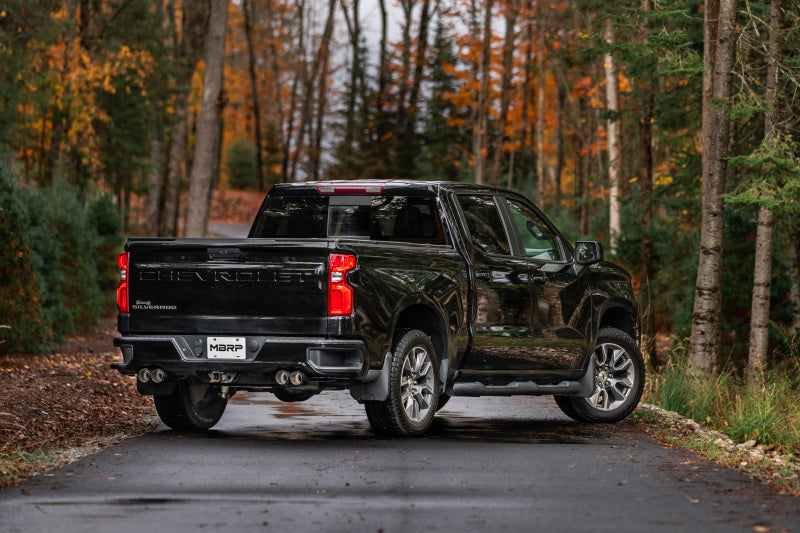 MBRP 19-21 Chevy Silverado 1500 6.2L 2.5in Dual Split Rear Cat Back w/ Quad Carbon Fiber Tips- T304 - S50053CF