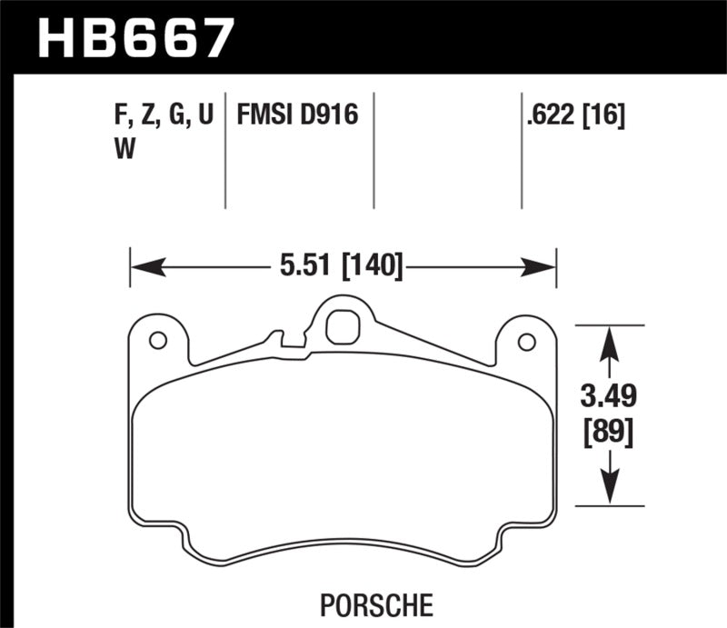 Hawk 11-12 Porsche 911 Targa 4S HPS 5.0 Front Brake Pads HB667B.622