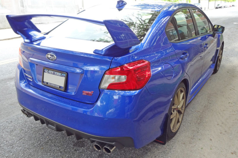 Rally Armor 15-21 Subaru WRX/STI (Sedan ONLY) Black UR Mud Flap w/ White Logo