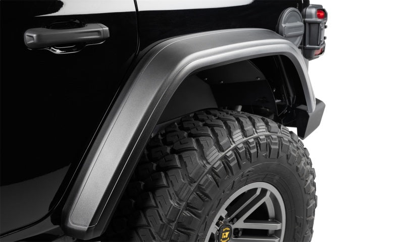 Bushwacker 18-21 Jeep Wrangler JL (2-Door &amp; 4-Door) Flat Style Flares 4pc - Black