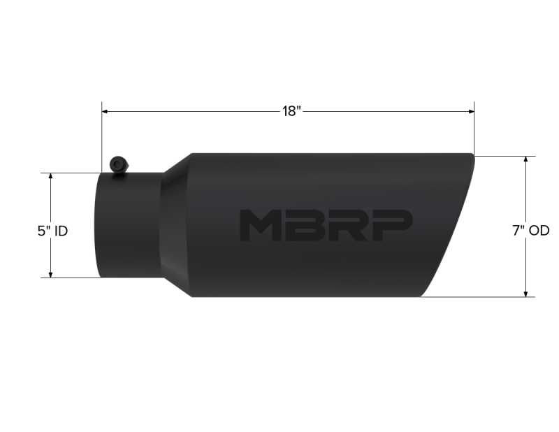 MBRP Universal Tip 7in O.D. Rolled End 5in inlet 18in length Black - T5127BLK