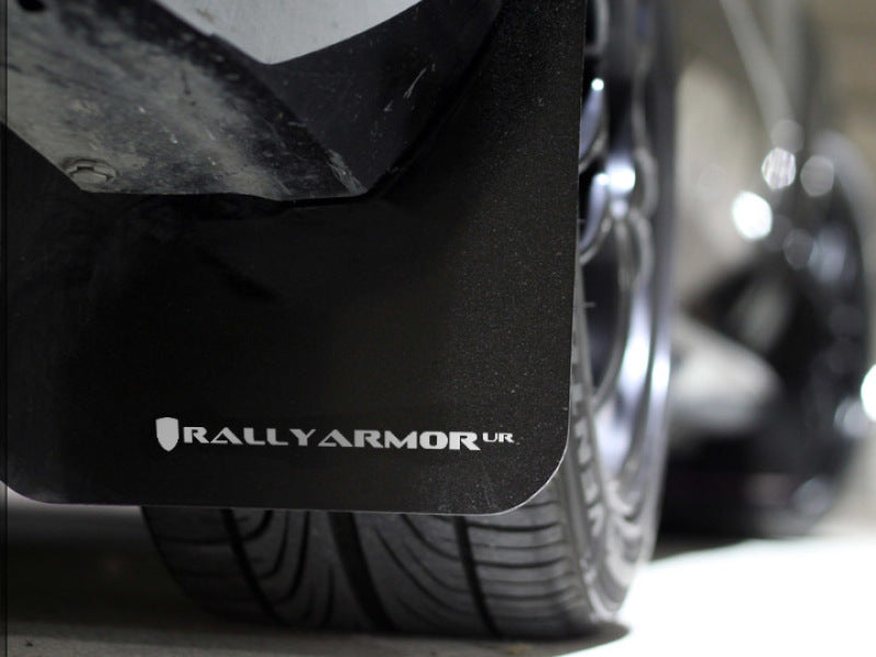 Rally Armor 08-10 Subaru WRX (Hatch &amp; Sedan) / 08-11 Subaru 2.5i Black UR Mud Flap w/ White Logo