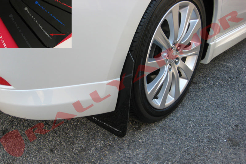 Rally Armor 08-10 Subaru WRX (Hatch &amp; Sedan) / 08-11 Subaru 2.5i Black UR Mud Flap w/ Silver Logo