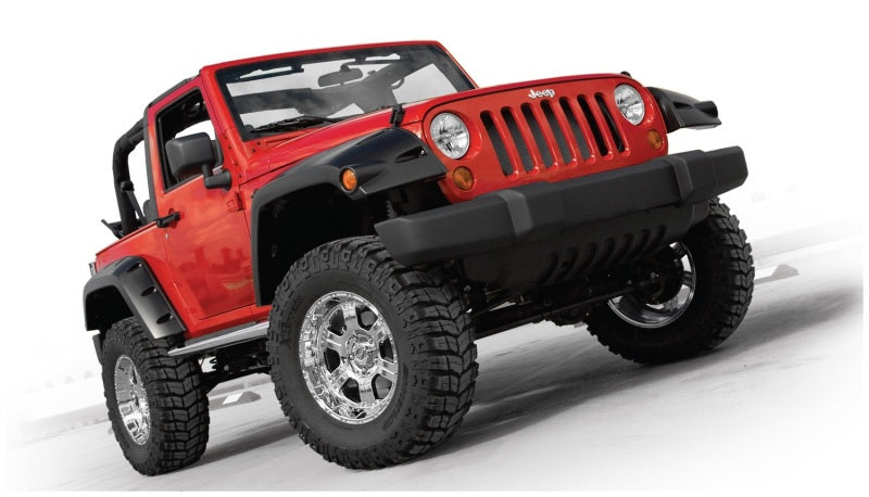 Bushwacker 07-18 Jeep Wrangler Max Pocket Style Flares 2pc Extended Coverage - Black