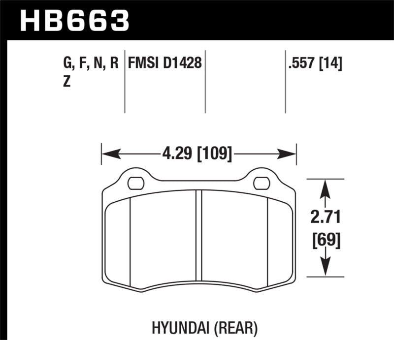 Hawk HPS Street 14mm Rear Brake Pads HB663F.557