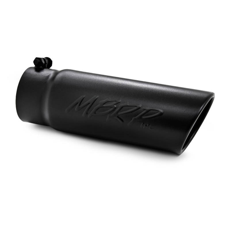 MBRP Universal Tip 4 O.D. Angled Rolled End 3.5 inlet 10 length- Black Finish - T5112BLK