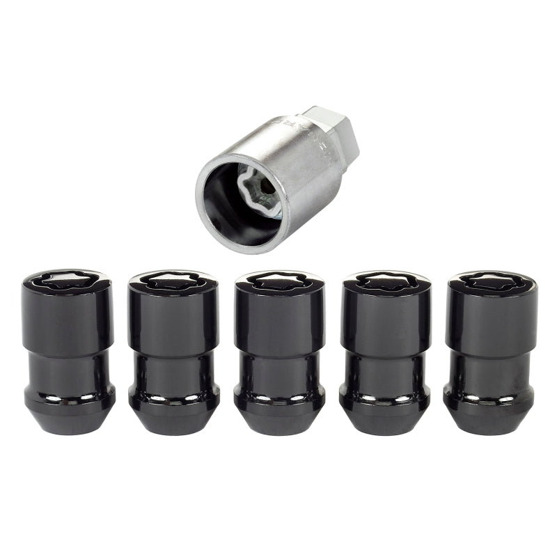 McGard Wheel Lock Nut Set - 5pk. (Cone Seat) 1/2-20 / 3/4 &amp;13/16 Dual Hex / 1.46in. Length - Black