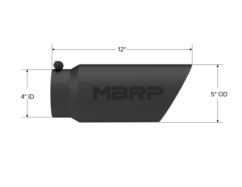 MBRP Universal Tip 5 O.D. Dual Wall Angled 4 inlet 12 length - Black Finish - T5053BLK