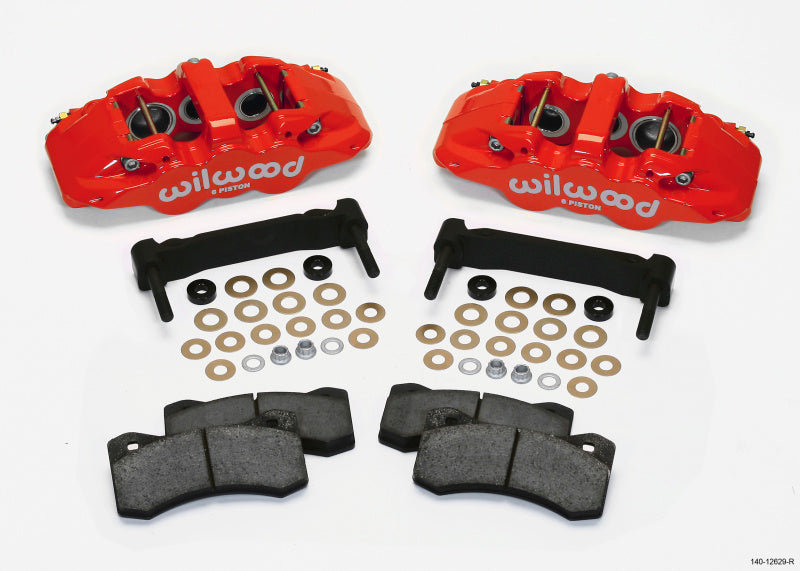 Wilwood AERO6 Front Caliper &amp; Bracket Kit - Red 97-13 C5/C6 Corvette w/ OEM HD/Z51 Rotors