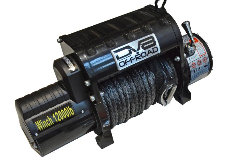 DV8 Offroad 12000 LB Winch w/ Synthetic Line &amp; Wireless Remote - Black