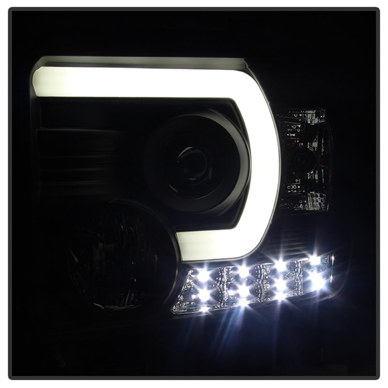 Spyder GMC Sierra 14-16 Projector Headlights Light Bar DRL Black PRO-YD-GS14-LBDRL-BK