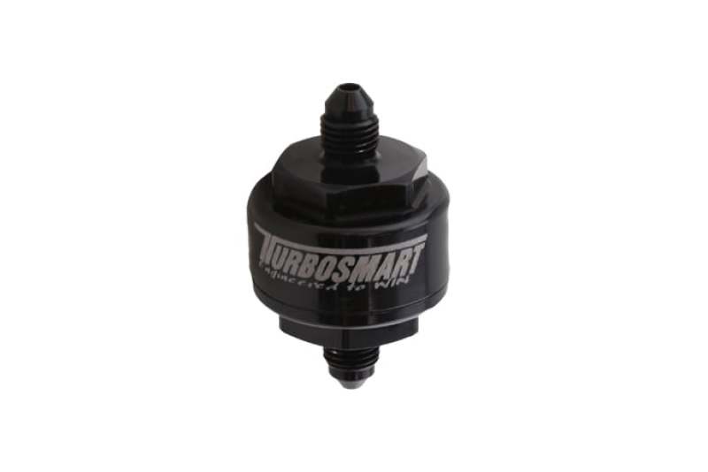 Turbosmart Billet Turbo Oil Feed Filter w/ 44 Micron Pleated Disc AN-4 Male Inlet - Black