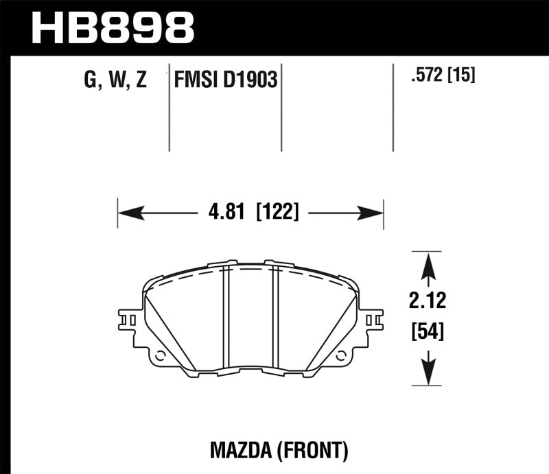 Hawk Mazda Miata MX-5 (ND) HPS 5.0 Front Brake Pads