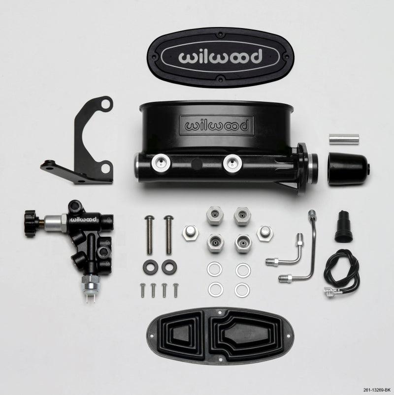 Wilwood HV Tandem M/C Kit w L/H Bracket &amp; Prop Valve - 1in Bore Black